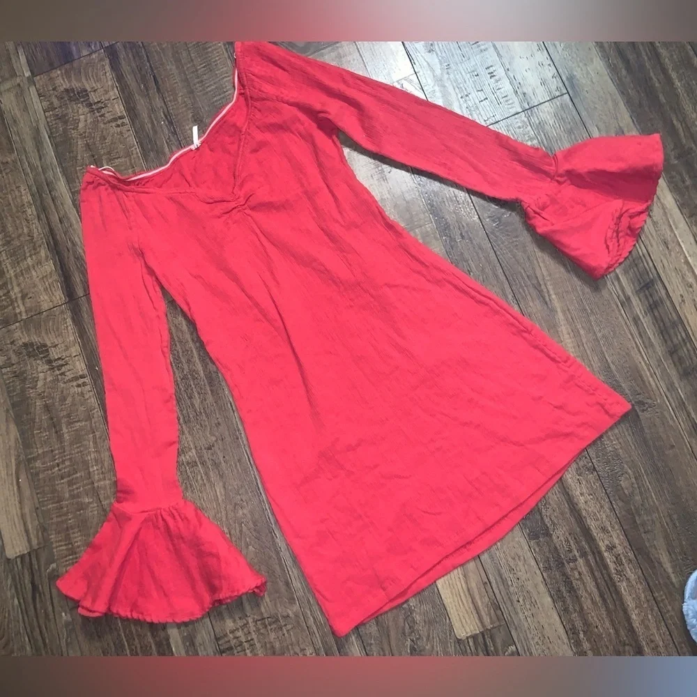 flare knit Sleeve free people like to party dress  boho revolve fall casual